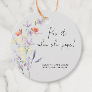 Wildflowers boho Pop it when she pops baby shower Favour Tags