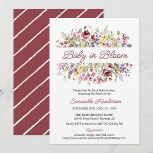 Wildflowers Boho Poppies Baby in Bloom Baby Shower Invitation