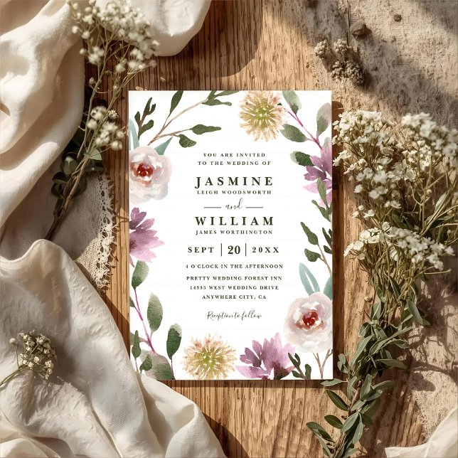Wildflowers Boho Rustic Elegant QR Code Wedding Invitation (Creator Uploaded)