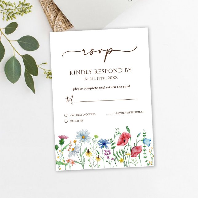 Wildflowers Boho Wedding RSVP Card (Creator Uploaded)