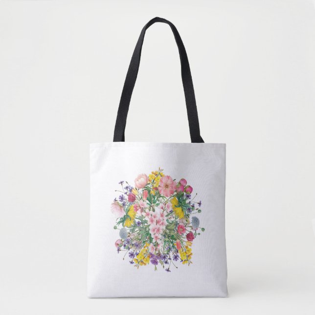 Wildflowers Botanical Colourful Bloom Tote Bag (Front)