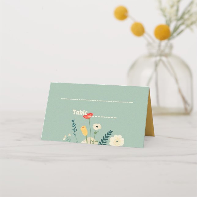 Wildflowers Botanical Garden Wedding Place Card (Front)