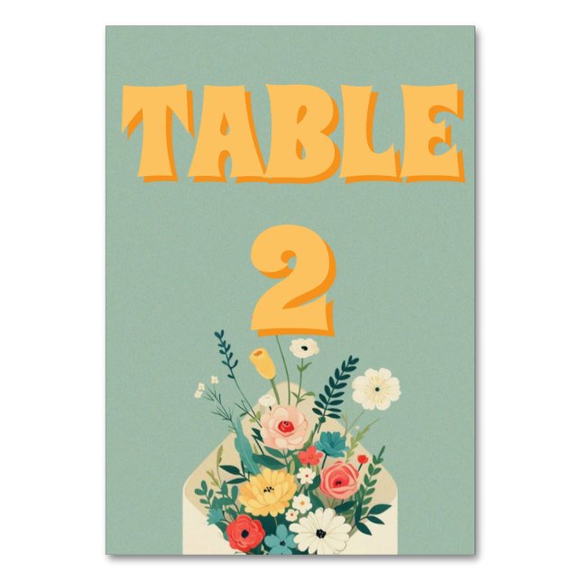 Wildflowers Botanical Garden Wedding Table Number (Back)