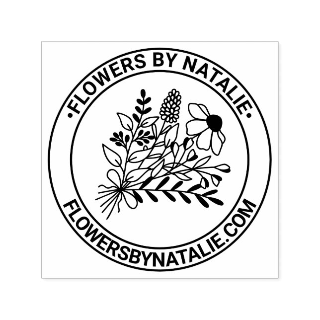 Wildflowers Bouquet #1L Florist Logo Name Website Self-inking Stamp (Design)