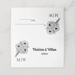 Wildflowers Bouquet #2L Wedding Couple Name Init Place Card