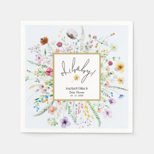 Wildflowers Boy Baby Shower Blue Napkin
