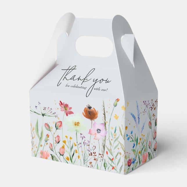 Wildflowers Boy Baby Shower Favor Box (Front Side)