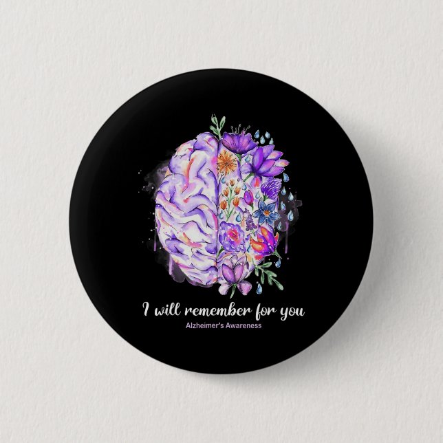 Wildflowers Brain Remember For You Alzheimer Brain 2 Inch Round Button (Front)