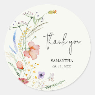 Wildflowers Bridal Shower Green Classic Round Sticker