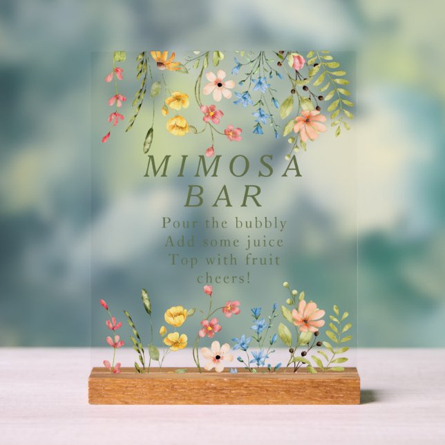 Wildflowers Bridal Shower Mimosa Acrylic Sign (Neutral)