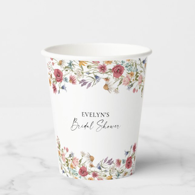 Wildflowers Bridal Shower Paper Cups (Front)