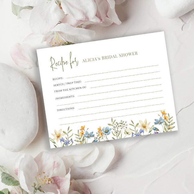 Wildflowers bridal shower recipe  enclosure card (Creator Uploaded)