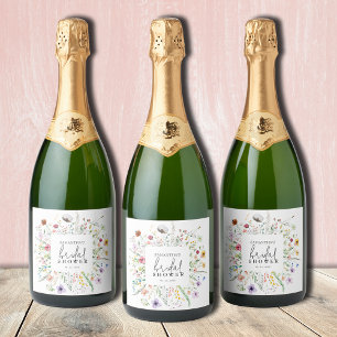 Wildflowers Bridal Shower Sparkling Wine Label