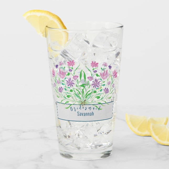 Wildflowers Bridesmaid Wedding Glasses (Front Ice)
