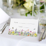 Wildflowers & Butterflies Bridal Shower Place Card<br><div class="desc">Bohemian,  pretty and elegant,  this bridal shower folded place card features a brightly coloured field of delicate wildflowers with butterflies,  bumble bees and ladybugs.
You can customize all of the text and graphic placement details to your specific needs.</div>