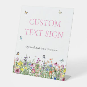 Wildflowers & Butterflies Custom Text Pedestal Sign