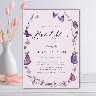 Wildflowers Butterflies Floral Frame Bridal Shower Invitation