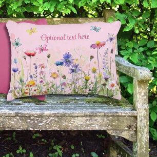 Wildflowers Butterflies Text Pillow