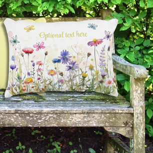 Wildflowers Butterflies Text Pillow