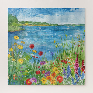 Wildflowers by a Lake Jigsaw Puzzle