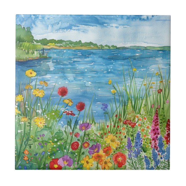 Wildflowers by a Lake Tile (Front)