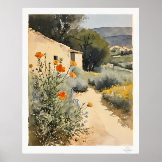 Wildflowers by the Country Path Poster