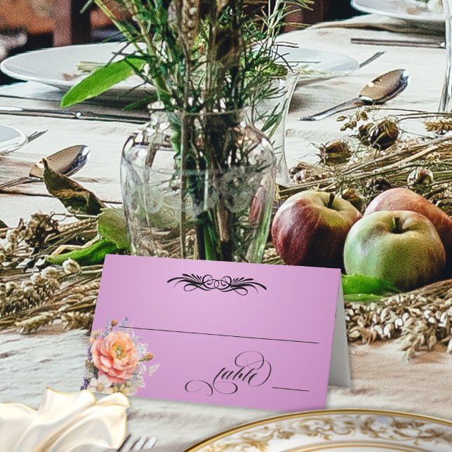 Wildflowers & Calligraphy - Lavender Place Card (Creator Uploaded)