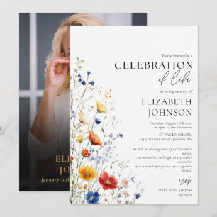 Wildflowers Celebration of Life Funeral Photo Invitation