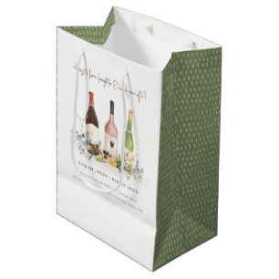 Wildflowers Cheers to Love Wine Bottles Wedding Medium Gift Bag