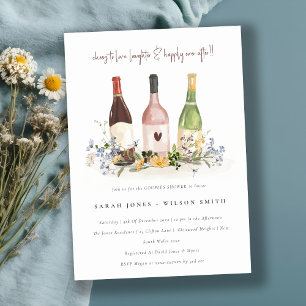Wildflowers Cheers Wine Bottles Couples Shower Invitation