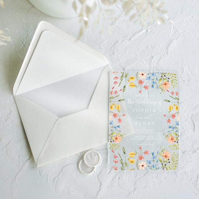  Wildflowers Chic Modern Garden Wedding  Acrylic Invitations (Creator Uploaded)