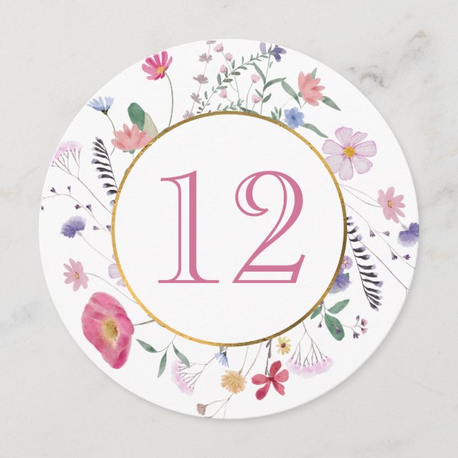 Wildflowers Circle Round Table Number (Front)