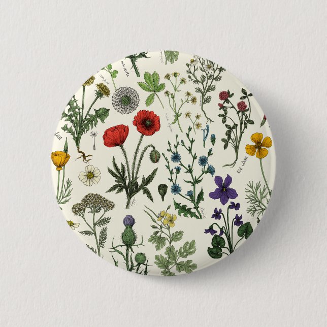 Wildflowers collage 2 inch round button (Front)