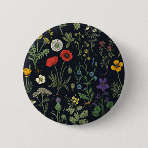Wildflowers collage 2 inch round button