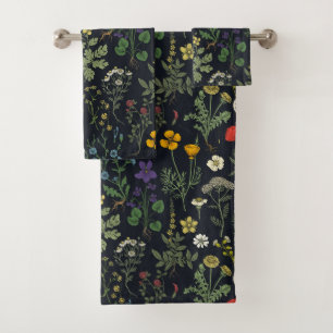 Wildflowers collage bath towel set