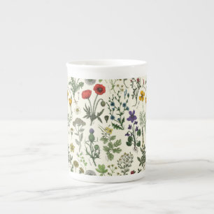 Wildflowers collage bone china mug