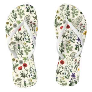 Wildflowers collage flip flops