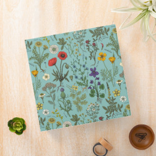 Wildflowers collage on blue binder