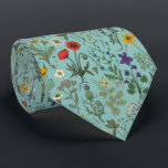 Wildflowers collage on blue tie<br><div class="desc">Hand-drawn wildflowers in vintage botanical print style.</div>