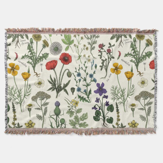 Wildflowers collage throw blanket (Front)
