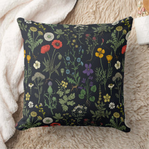 Wildflowers collage throw pillow