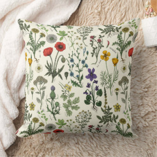 Wildflowers collage throw pillow