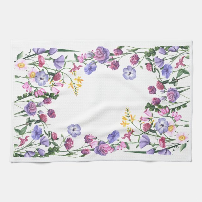 Wildflowers Colourful Cheerful Garden Flowers Kitchen Towel (Horizontal)