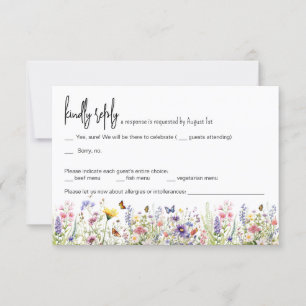 Wildflowers colourful Wedding RSVP Card