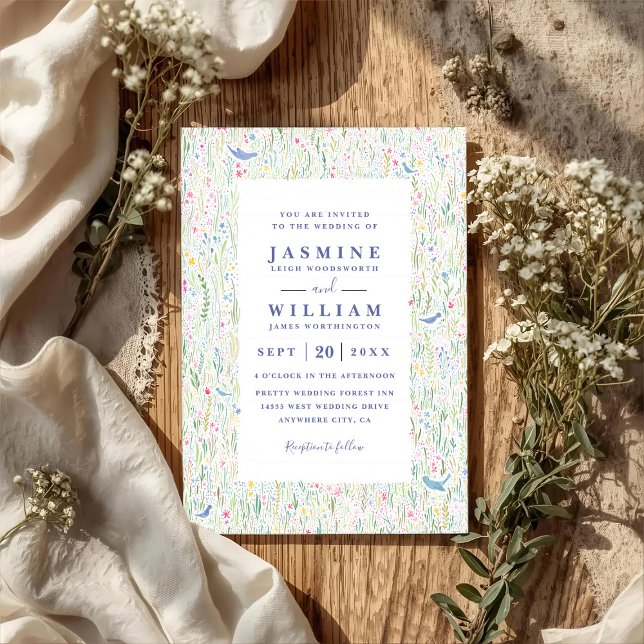 Wildflowers Cottage Elegant Modern QR Code Wedding Invitation (Creator Uploaded)
