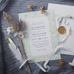 Wildflowers Cottage Elegant Modern Rustic Wedding Invitation