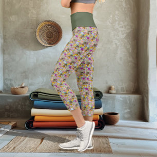 Wildflowers Cougar Mountain Lion Puma Capri Leggings