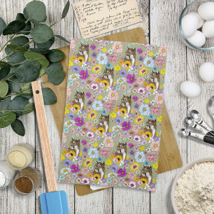 Wildflowers Cougar Mountain Lion Puma Kitchen Towel