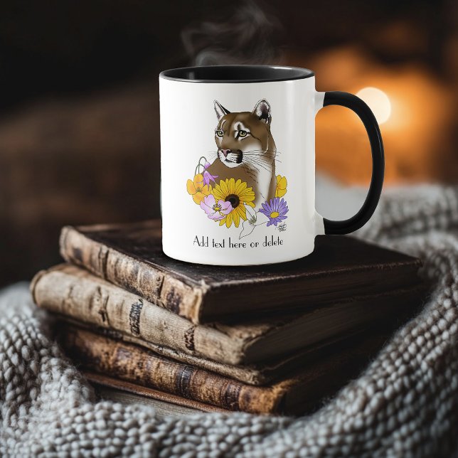 Wildflowers Cougar Mountain Lion Puma  Mug (Creator Uploaded)
