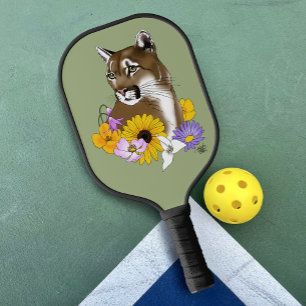 Wildflowers Cougar Mountain Lion Puma  Pickleball Paddle